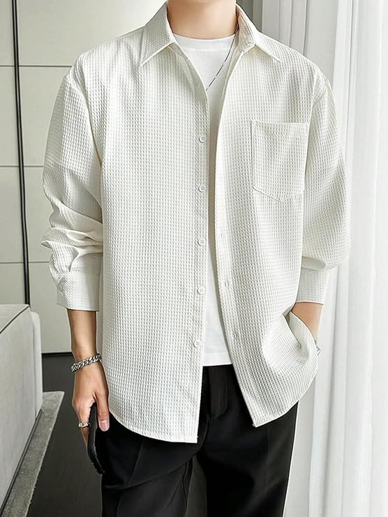 Textured Shirts for Men |WHITE COLOR| Casual Shirt for Men || Shirt for Men|| Men Stylish Shirt || Men Fancy Shirt || Men Full Sleeve Shirt || Plain Shirts for Men