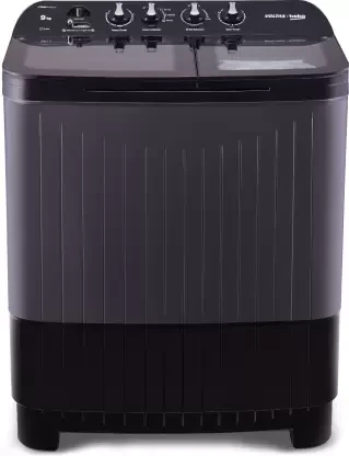 Voltas Beko by A Tata Product 9 kg washing machine with Soft Closing door, Water proof IPX4 protection, Special Pulsator and Double Waterfall Semi Automatic Top Load Black, Grey  (WTT90UDX/BKGR4KGTD)
