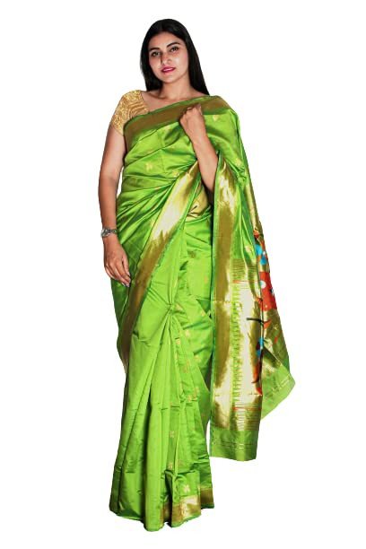 HAMH Women's Banarasi Art Pathani Silk Saree With Unstitched Blouse Piece