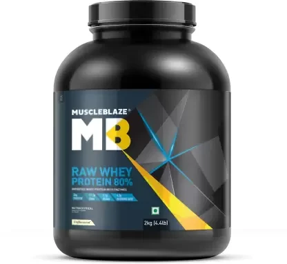 MUSCLEBLAZE Raw Concentrate 80% with Digestive Enzymes, Labdoor USA Certified Whey Protein  (2 kg, Unflavored)