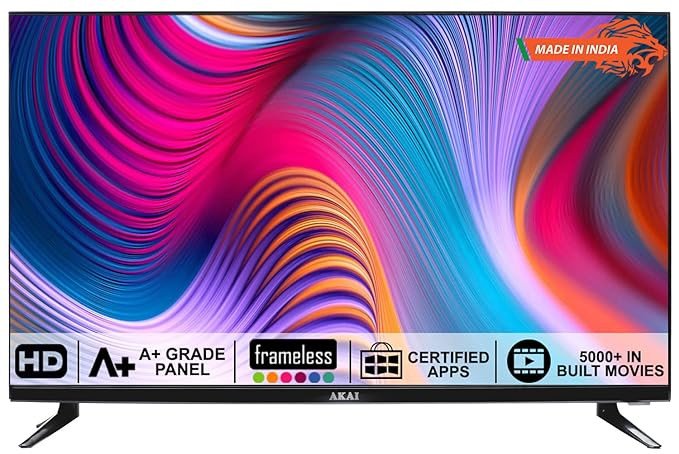 AKAI 80 cm (32 Inches) HD Ready Smart LED TV AKLT32S-DFL9W (Black) | with Frameless Design