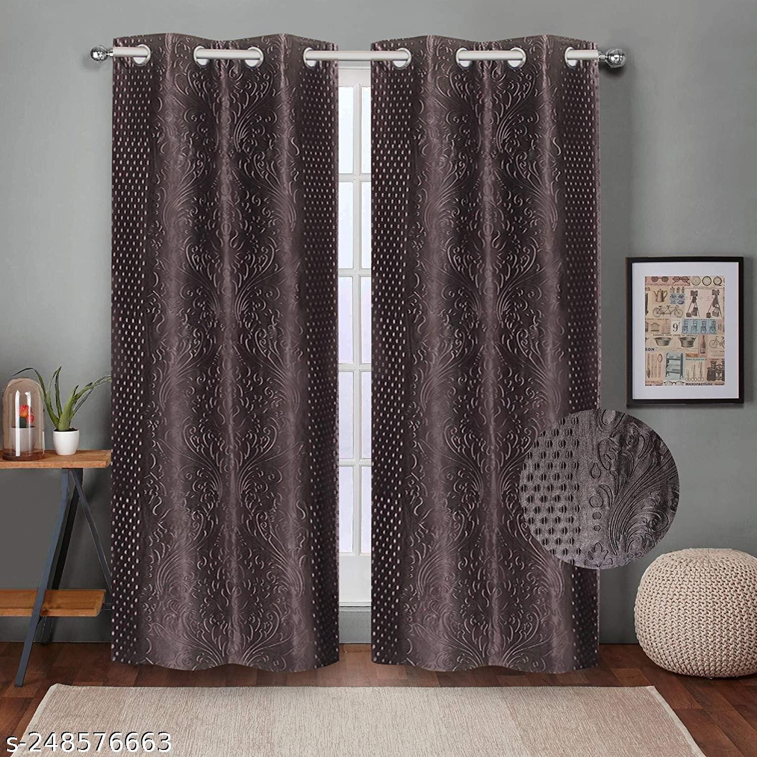TATHAGAT HANDLOOM Embossed Self Design Curtains Door 9 feet- Pack of 2