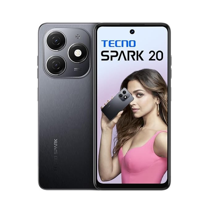 TECNO Spark 20 | Gravity Black, (16GB*+256GB)| 32MP Selfie + 50MP Main Camera| 90Hz Dot-in Display with Dynamic Port & Dual Speakers with DTS| 5000mAh Battery |18W Type-C| Helio G85 Processor