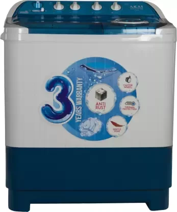 Akai 8.5 kg Semi Automatic Top Load Washing Machine White, Maroon  (AKSW-8501RD)